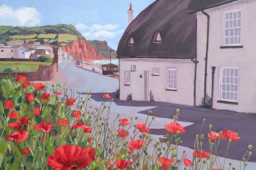 Painting of poppies in Sidmouth