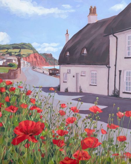 Painting of poppies in Sidmouth