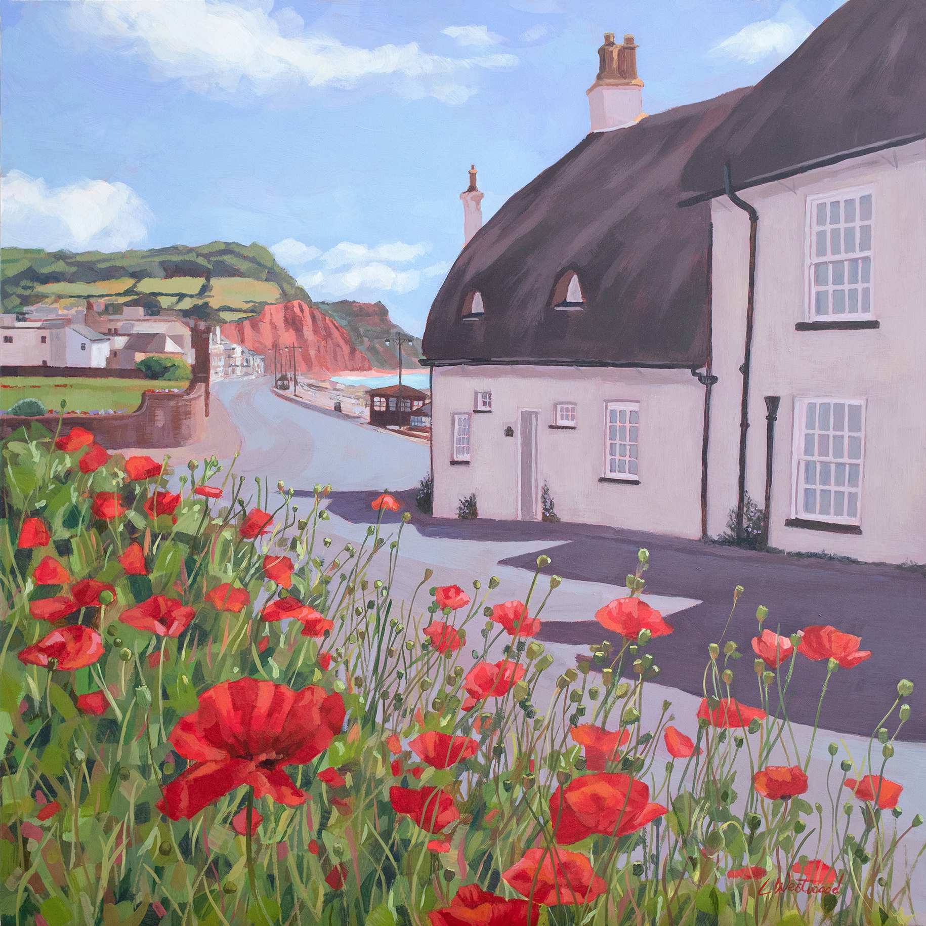 Painting of poppies in Sidmouth